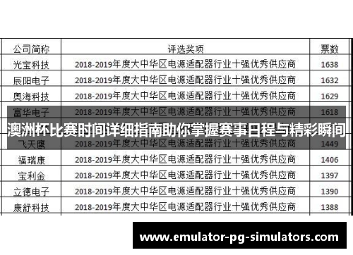 澳洲杯比赛时间详细指南助你掌握赛事日程与精彩瞬间