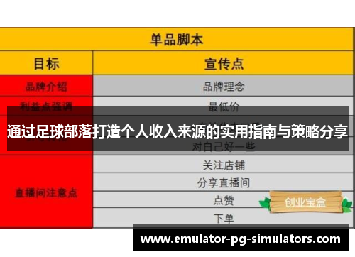 通过足球部落打造个人收入来源的实用指南与策略分享